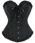 Black Lace-Up Overbust Corset for Women - Size S