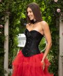 Black Lace-Up Overbust Corset for Women - Size S