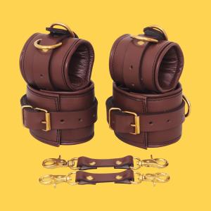 Leather Bondage Cuffs Set for Couples Play