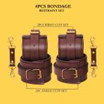 Leather Bondage Cuffs Set for Couples Play
