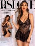 RSLOVE Black Lace Babydoll Chemise for Women