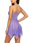 Purple Mesh Babydoll Lingerie Set for Women