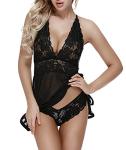 Charmnight Black Lace Babydoll Lingerie Set