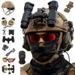 Tactical Helmet Set with Headset and Goggles