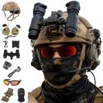 Adjustable Tactical Helmet Set with Headset and Goggles