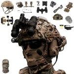 Tactical Helmet with Headset and Camo Cover