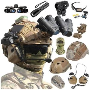 Fast Tactical Helmet Set with Headset and Goggles