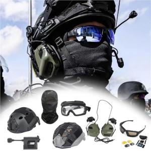 FAST Tactical Helmet Set with Headphones and Goggles
