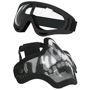 AOUTACC Steel Mesh Airsoft Mask and Goggles Set