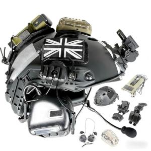 Tactical Airsoft Helmet Set with Headphones and Light