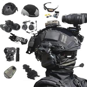 Tactical Airsoft Helmet Set with Headset and Goggles