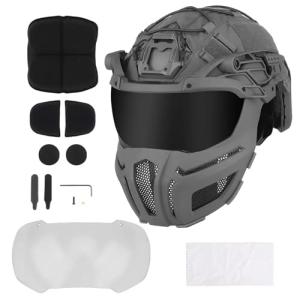 FAST Tactical Helmet with Goggles and Half Face Mask