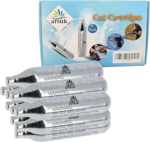 Pack of 10 ARSUK 12g CO2 Cartridges for Airsoft