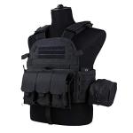 OAREA Black 600D Nylon Tactical Vest for Airsoft