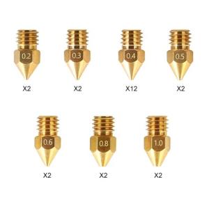 Creality Ender 3 MK8 Brass Nozzles - 24 Pack
