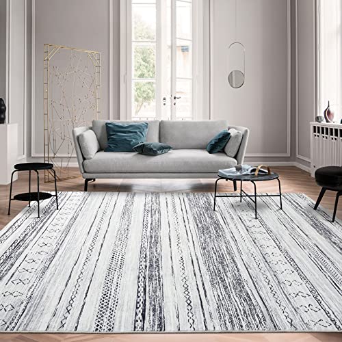 5x7 Washable Boho Moroccan Area Rug - Grey