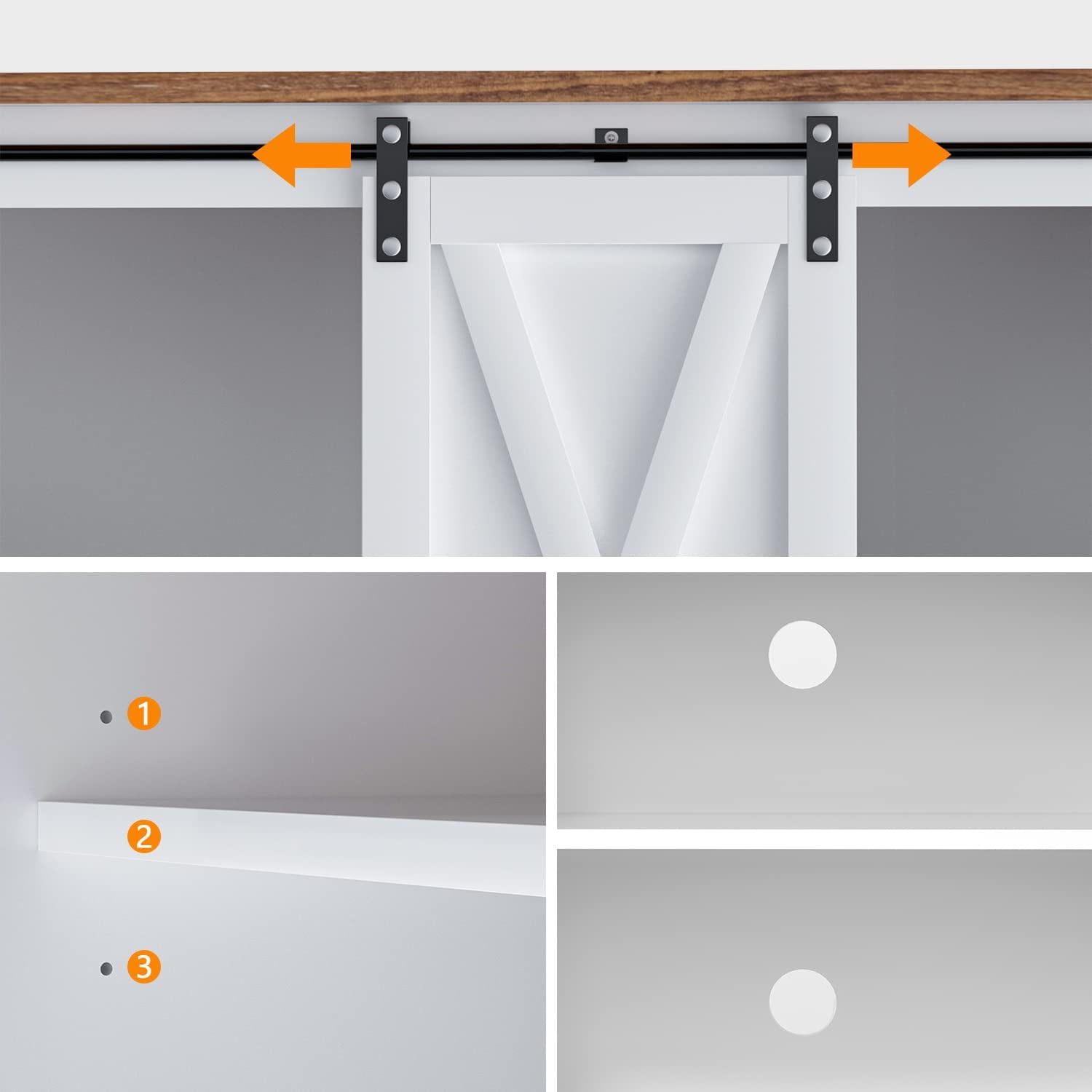 Farmhouse Coffee Bar Cabinet with Adjustable Shelves