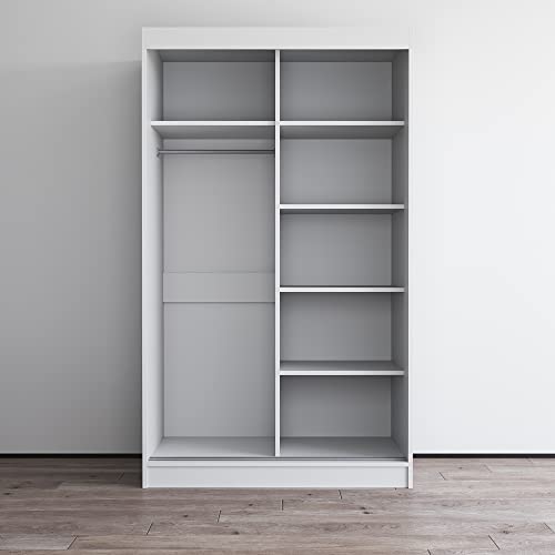 Aria 47" White 2-Door Wardrobe with Mirror