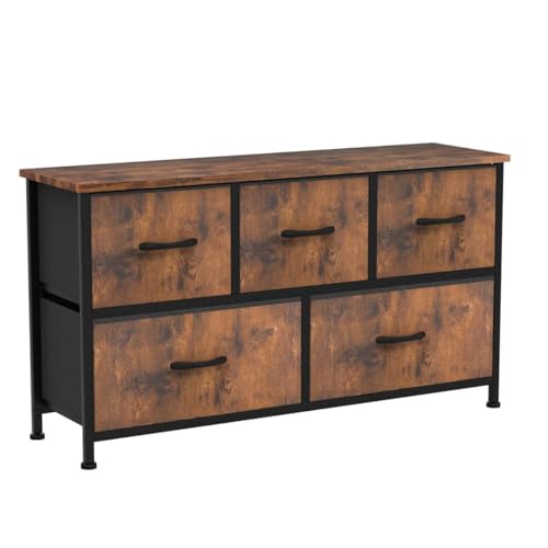 5-Drawer Fabric Chest and Wood Top Table