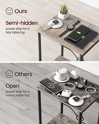 VASAGLE Charging Side Table with Storage Shelves