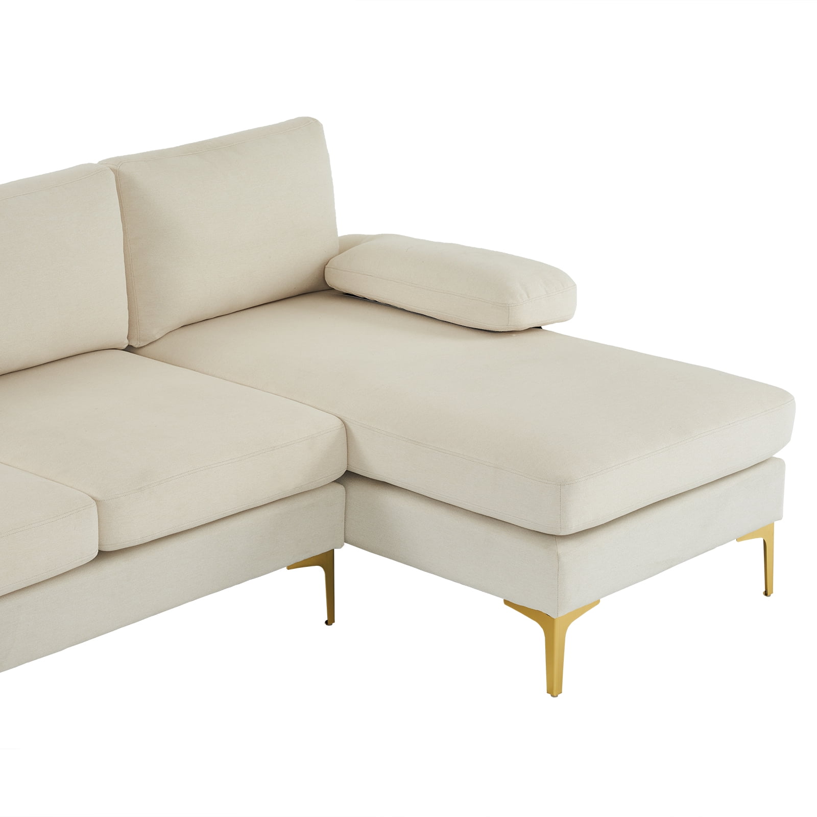 Beige U-Shaped Sectional Sofa with Reversible Chaise