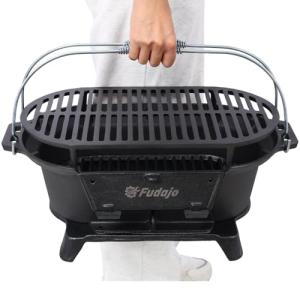 Portable Cast Iron Hibachi Grill for Outdoor Cooking