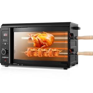 Electric Rotisserie Grill with Auto-Rotating Skewers