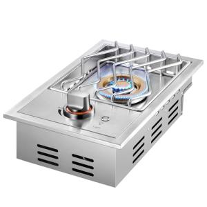 Outdoor Grill Side Burner, 17,500 BTU Stainless Steel