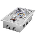 Outdoor Grill Side Burner, 17,500 BTU Stainless Steel