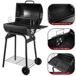 Barrel Charcoal Grill with Side Table, 500 Sq. In
