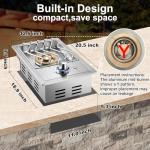 Outdoor Grill Side Burner, 17,500 BTU Stainless Steel