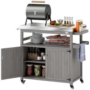 Outdoor Grill Cart with Wheels and Storage