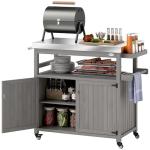 Outdoor Grill Cart with Wheels and Storage