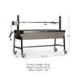 Stainless Steel 13W Rotisserie Grill for Medium Game