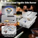 Outdoor Grill Side Burner, 17,500 BTU Stainless Steel