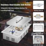 Outdoor Grill Side Burner, 17,500 BTU Stainless Steel
