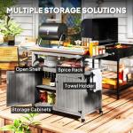 Outdoor Grill Cart with Wheels and Storage