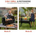 2-in-1 Charcoal BBQ Grill with Rotisserie