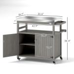 Outdoor Grill Cart with Wheels and Storage