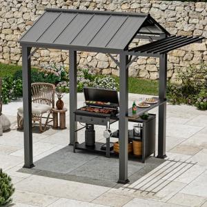 Outdoor BBQ Grill Gazebo with Shelves and Roof