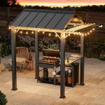 Outdoor BBQ Grill Gazebo with Shelves and Roof