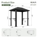 Aoxun 5x8 FT Metal Grill Hardtop Gazebo