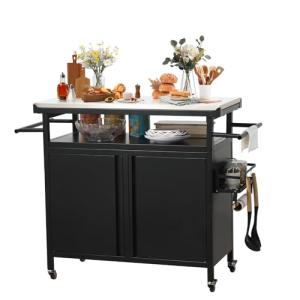Nexaio XL Rolling Grill Cart with Stainless Steel Top