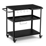 Outdoor Grill Cart with Locking Casters and Hooks