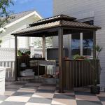 Domi Outdoor BBQ Hardtop Grill Gazebo with Cabinets