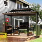 Domi Outdoor BBQ Hardtop Grill Gazebo with Cabinets
