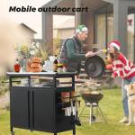 Nexaio XL Rolling Grill Cart with Stainless Steel Top