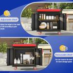 Eltean Metal Grill Cart with Wheels and Storage