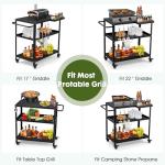 Outdoor Grill Cart with Locking Casters and Hooks