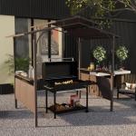 Outsunny BBQ Grill Gazebo with Side Shelves